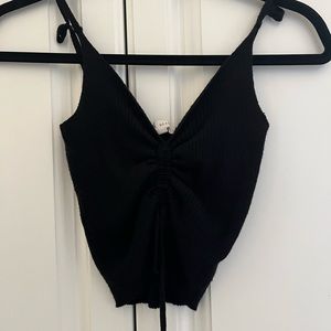 Black Scrunch- front Cropped Tank Top